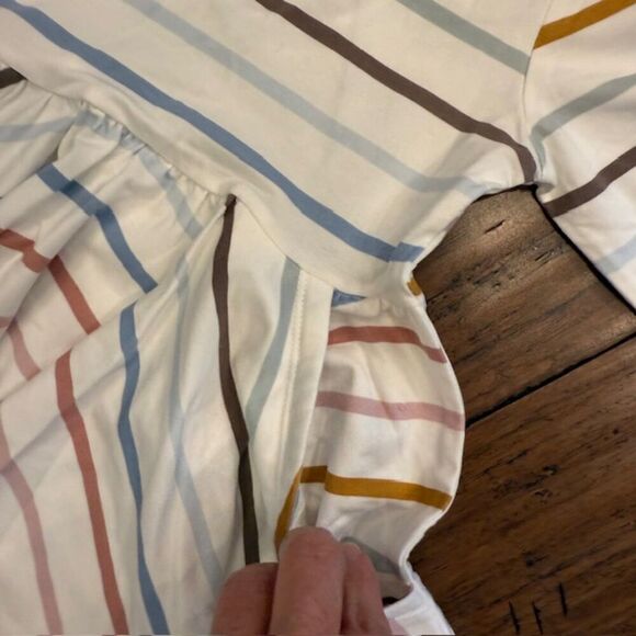 NWOT Loulou Lollipop Tencel Skater Dress Pastel Stripe Pink Bow Back Size 3T - Picture 3 of 5